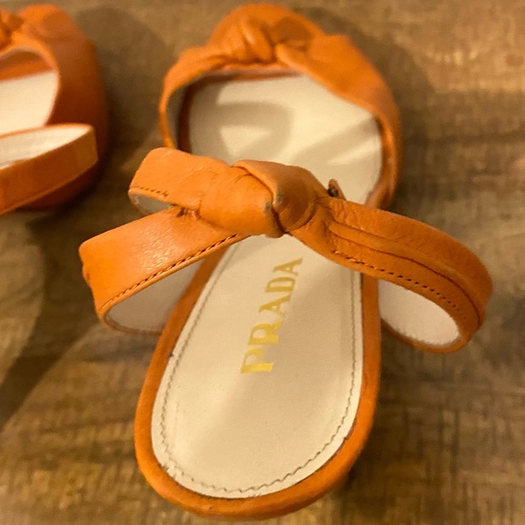 PRADA Orange Leather Knotted Peep Toe Heels Sz 38 - Picture 10 of 12